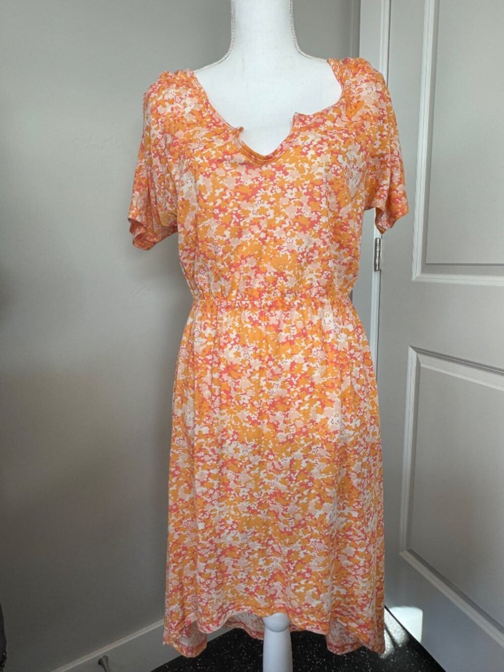 Alternative Flamingo Ditzy Floral Print Dress M Cottage Beach Travel Light - Picture 9 of 15